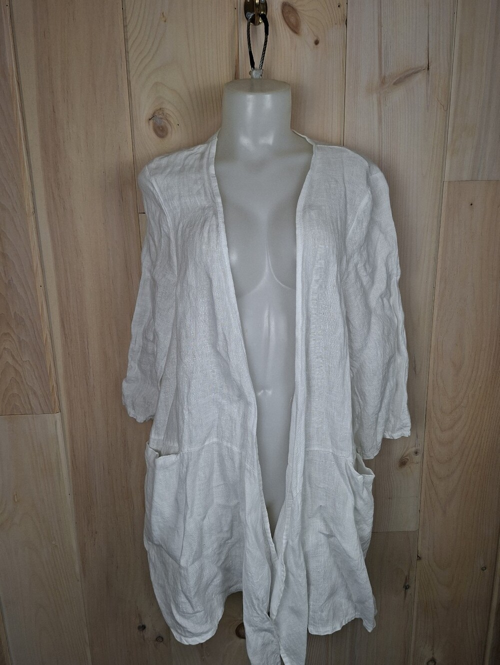 Linen Francesca Bettini Open-front Langenlook Cardigan Blouse Swimsuit Cover-up